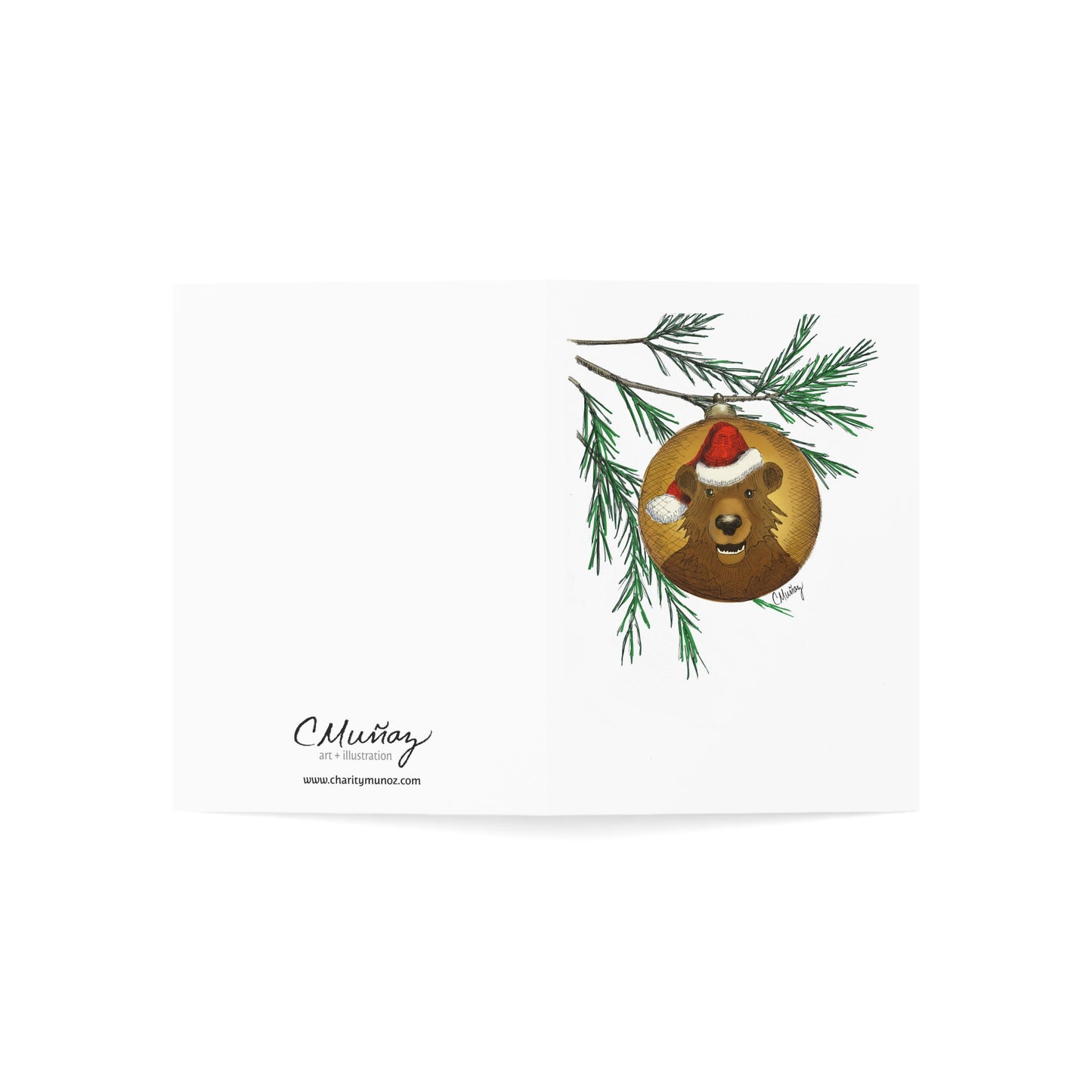 Bear Ornament Holiday Card 10 Pack